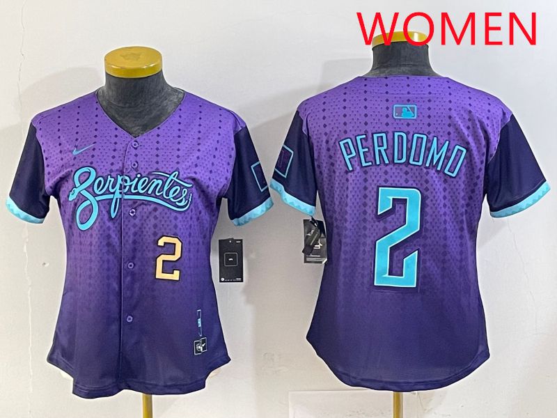 Women 2025 Arizona Diamondback #2 Perdomo Purple Joint Name Nike MLB Jersey style 3->women mlb jersey->Women Jersey